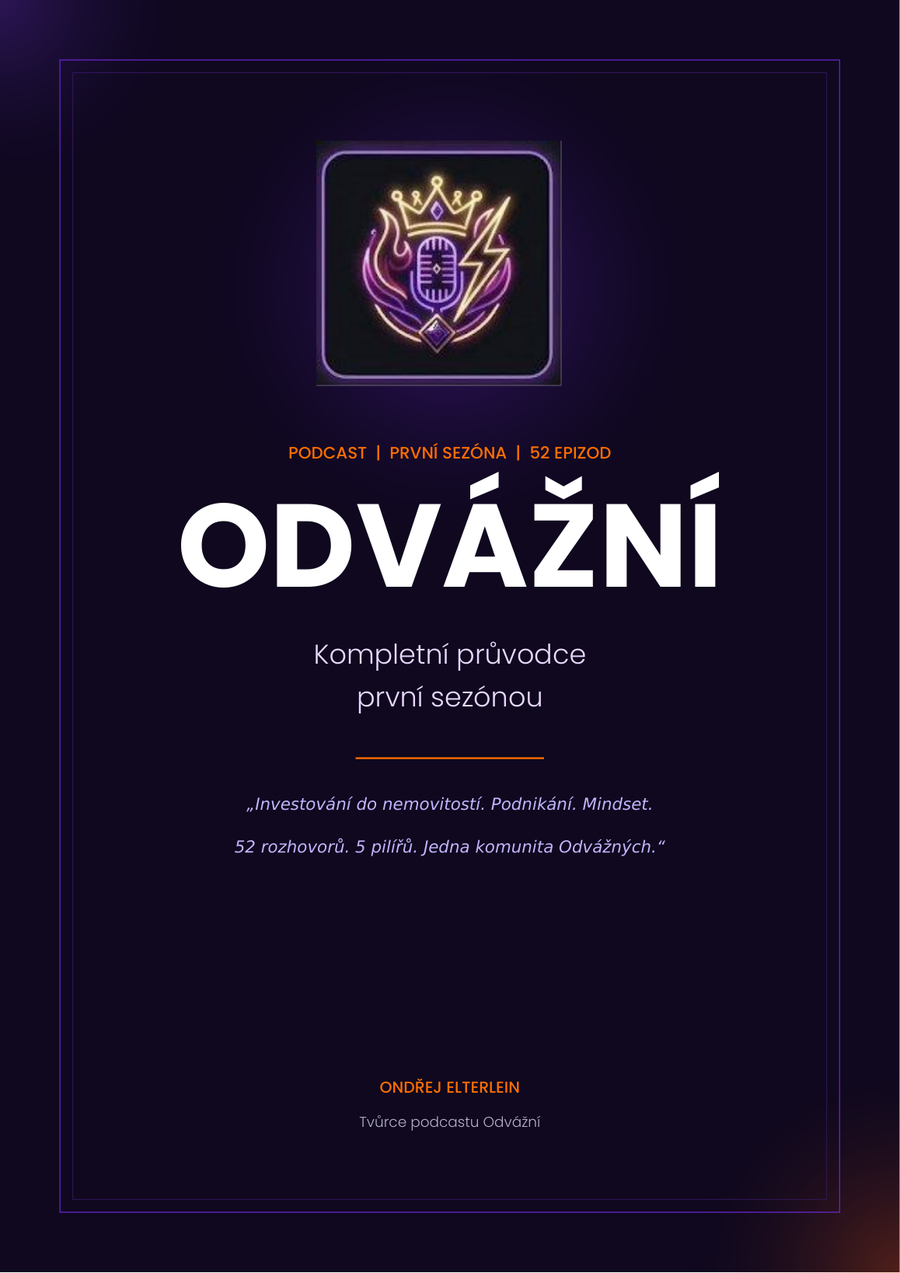 Titulní strana Kompletního průvodce první sezónou podcastu ODVÁŽNÍ